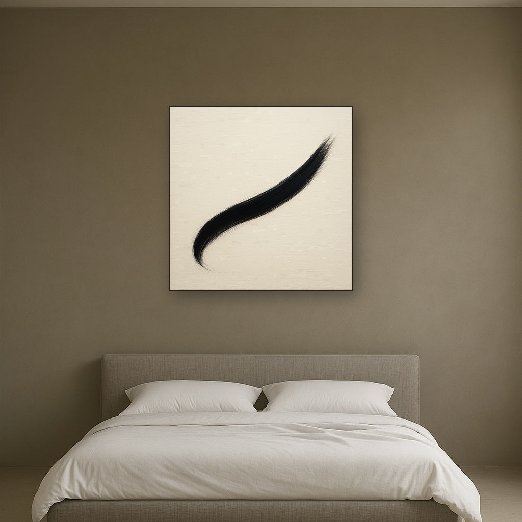 Monochrome Brushstroke Void No. 5 - Modern Fine Art Oil Painting - View 3