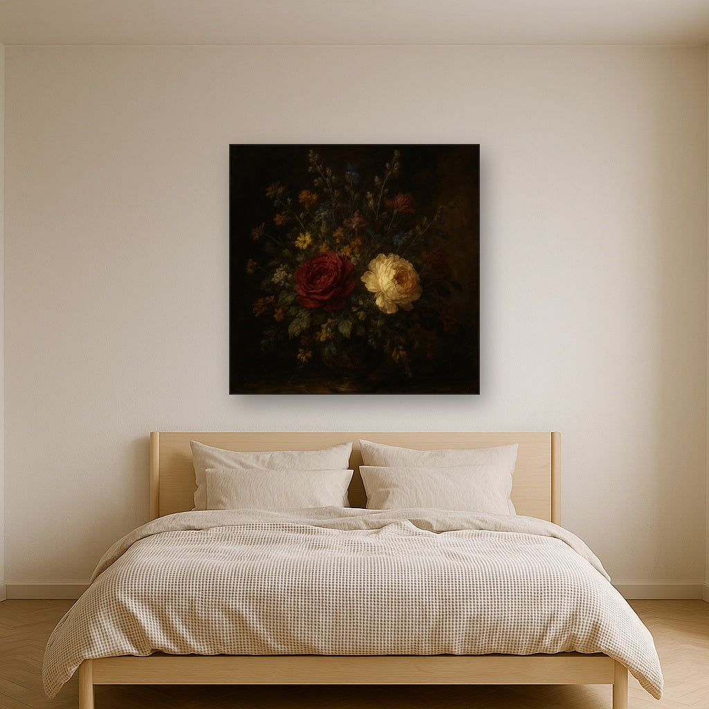 Moody Dutch Master Dark Floral Still Life No. 15 Fine Art Oil Painting - View 3
