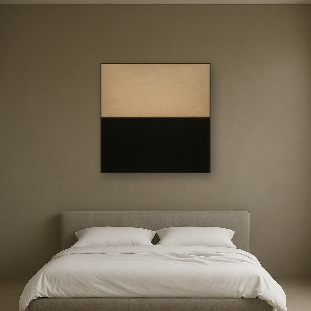 Onyx & Warm Biscuit Horizon No. 9 - Modern Fine Art Oil Painting - View 3