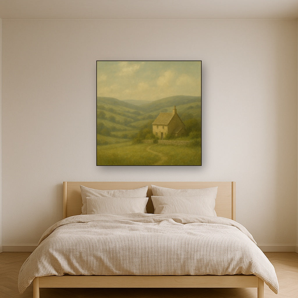 Rolling Cotswold Hills & Stone Cottage No. 7 Oil Painting - View 3