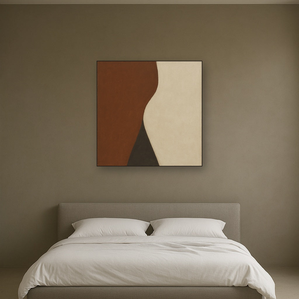 Burnt Umber & Greige Duet No. 7 - Modern Fine Art Oil Painting - View 3