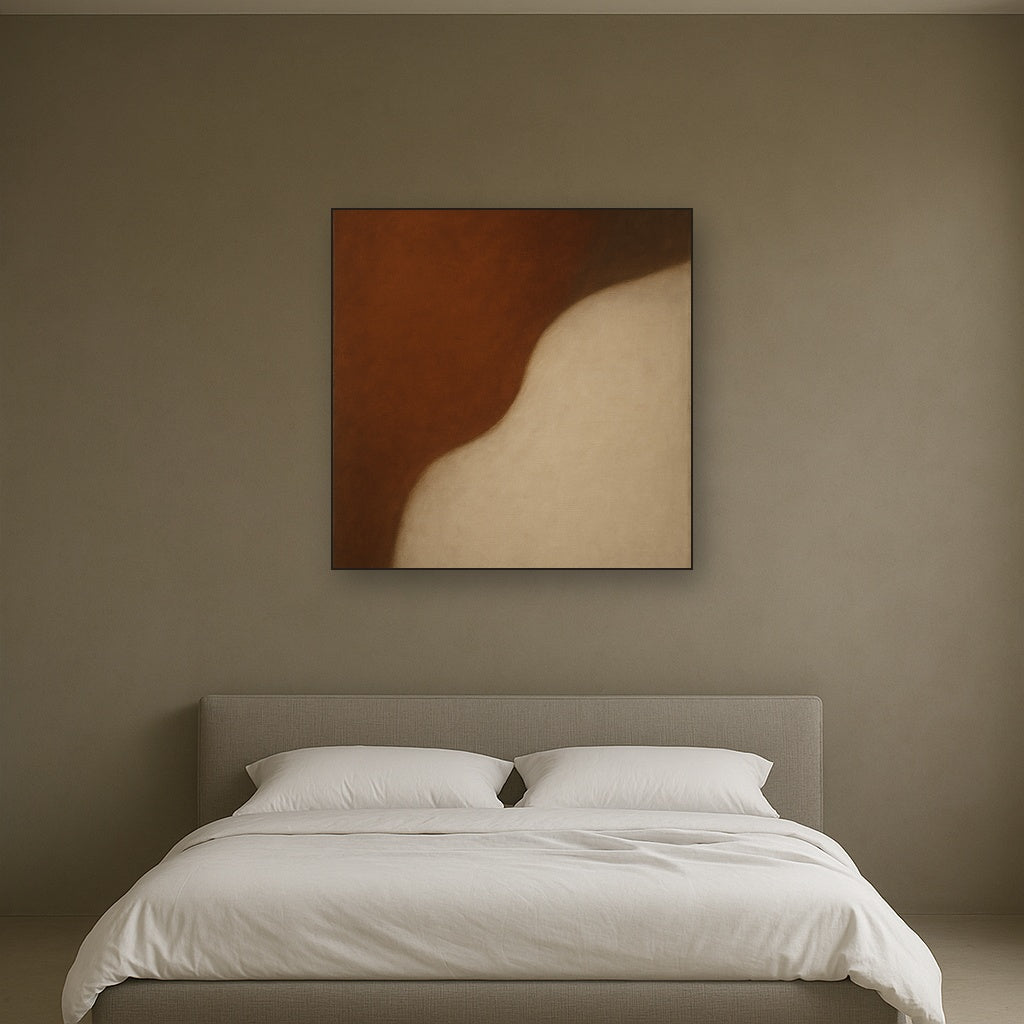 Burnt Umber & Greige Duet No. 7 - Modern Fine Art Oil Painting - View 3