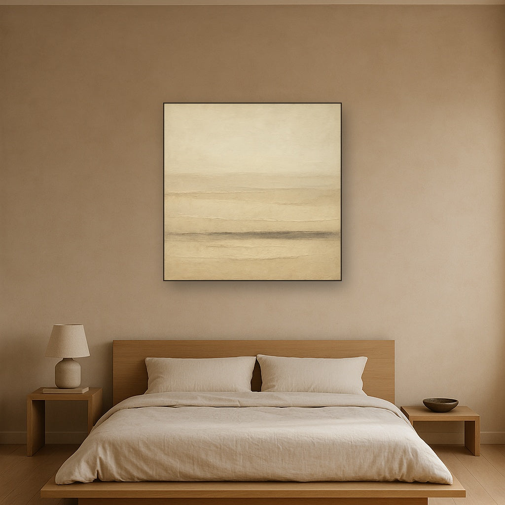 Raw Limestone Horizon & Washed Linen No. 16 Oil Painting - View 3