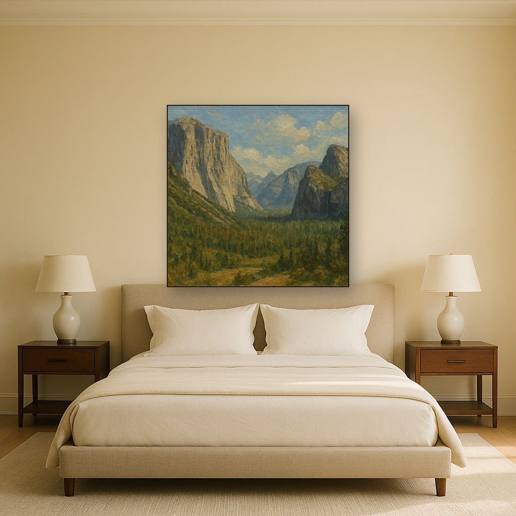 Yosemite Granite Peaks Landscape Oil Painting - View 3