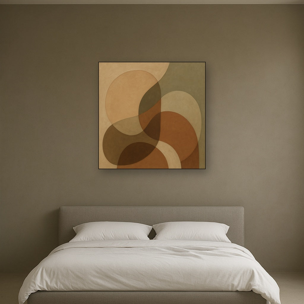 Organic Curved Shapes in Neutral Earth Pigments No. 13 Fine Art Oil Painting - View 3