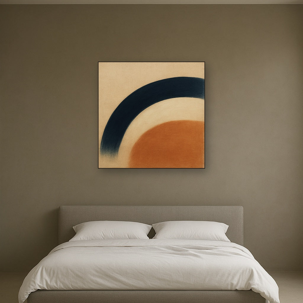Navy Indigo & Warm Sand Sweep No. 2 - Modern Fine Art Oil Painting - View 3