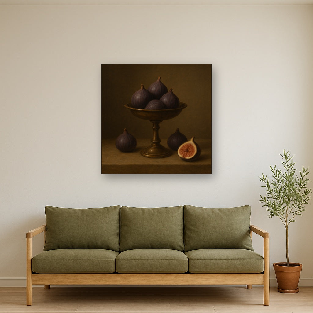 Ripe Figs & Bronze Compote Still Life No. 5 Oil Painting - View 3