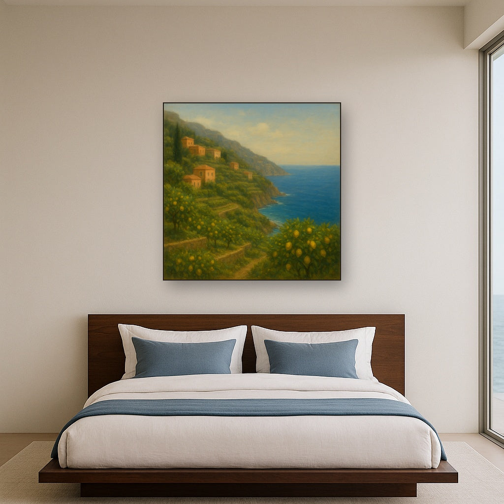 Italian Amalfi Coastline Terraces & Lemon Grove No. 6 Oil Painting - View 3