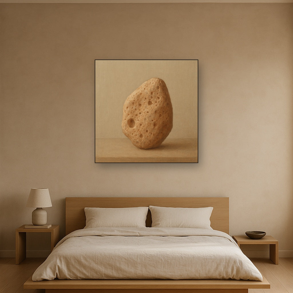 Zen Stone & Warm Grey Void No. 5 - Modern Fine Art Oil Painting - View 3