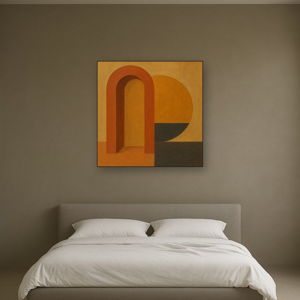 Bauhaus Archway & Terracotta Semicircle Suite No. 2 Fine Art Oil Painting - View 3