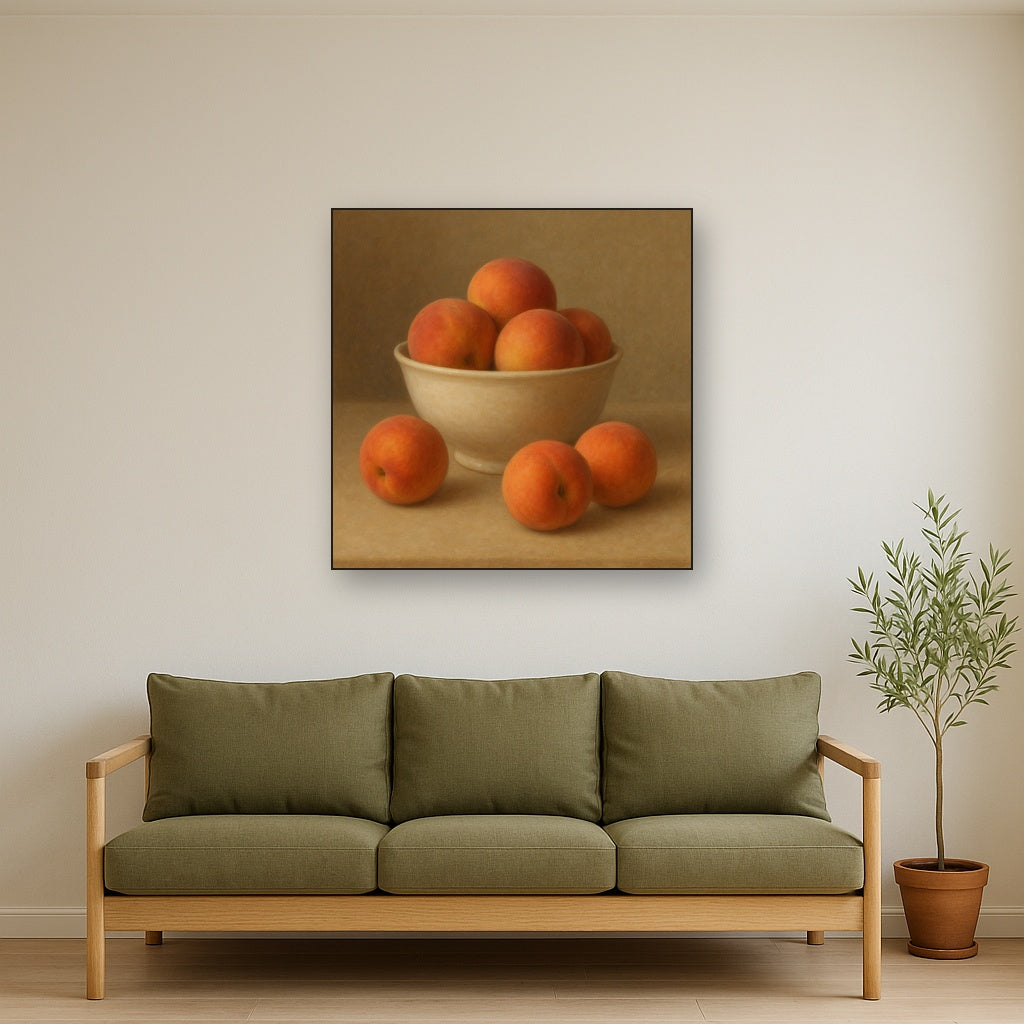 Heirloom Peaches & White Ceramic Bowl No. 9 Oil Painting - View 3