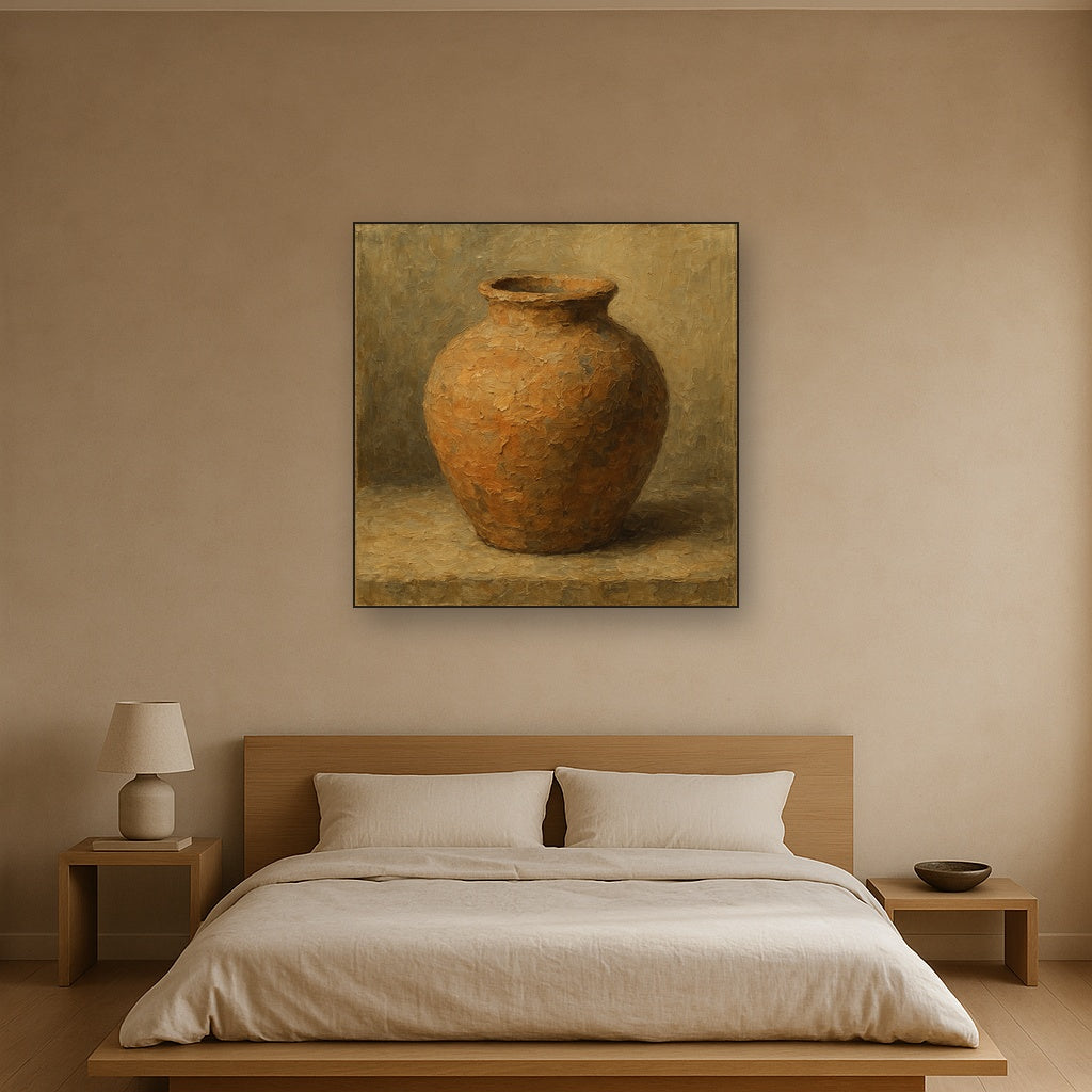Rough Terracotta Vessel Study Wabi-Sabi Oil Painting - View 3