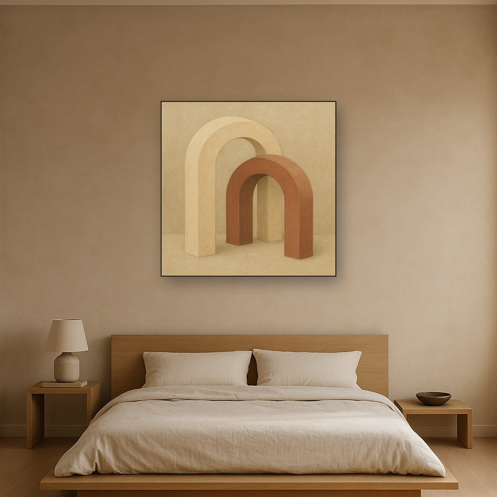 Minimalist Japandi Archways No. 10 - Modern Fine Art Oil Painting - View 3