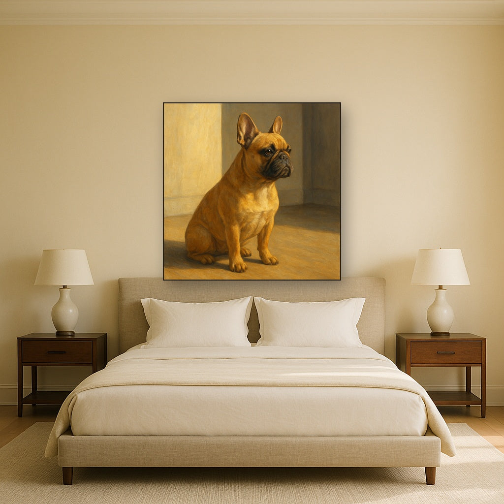 French Bulldog in Sunlit Minimalist Studio No. 12 Fine Art Oil Painting - View 3