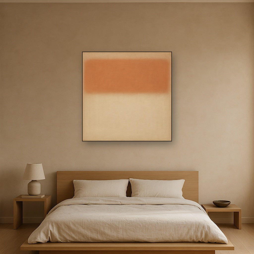 Terracotta & Greige Earth Bands No. 6 - Modern Fine Art Oil Painting - View 3