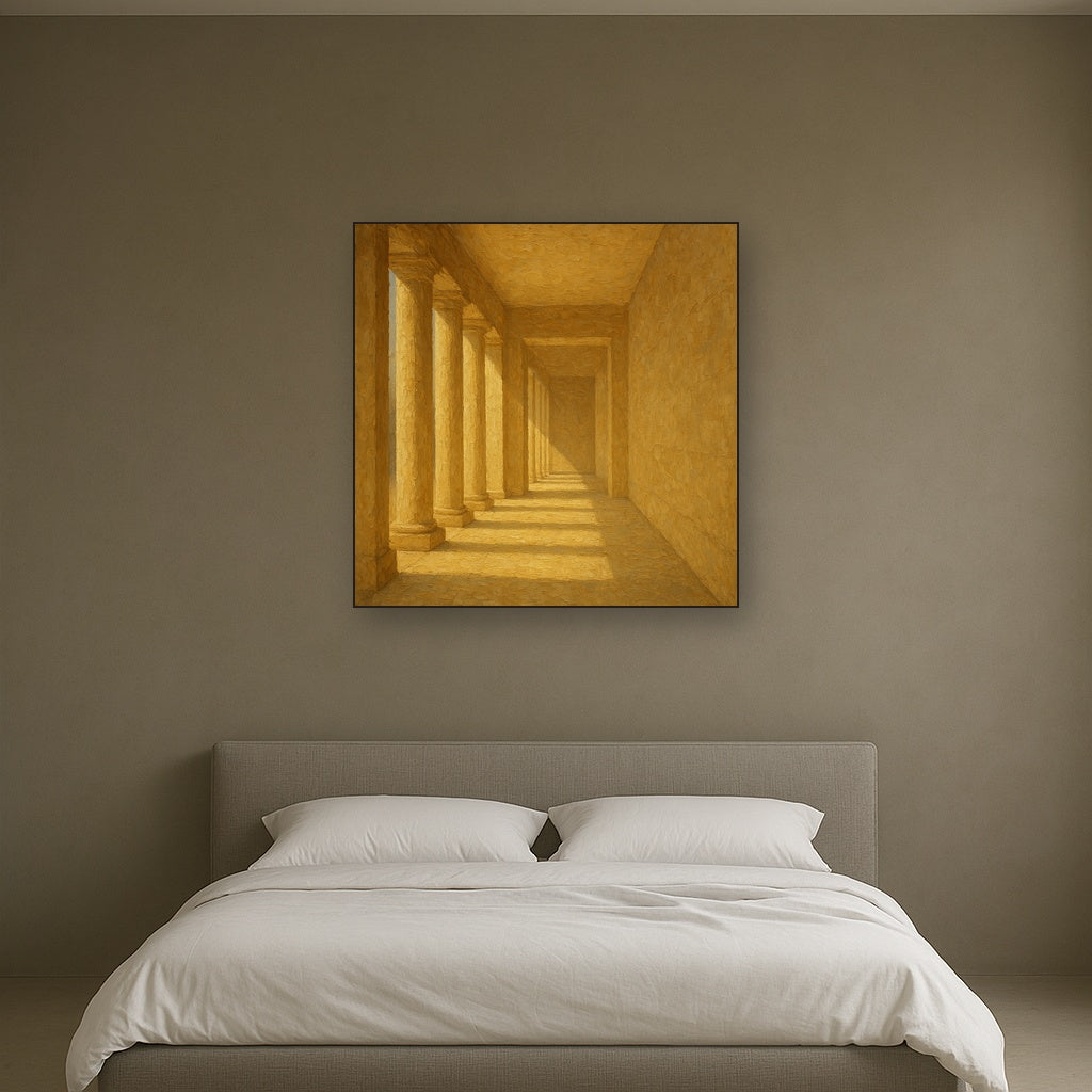 Minimalist Colonnade Light Passage Oil Painting - Styled in Master Bedroom