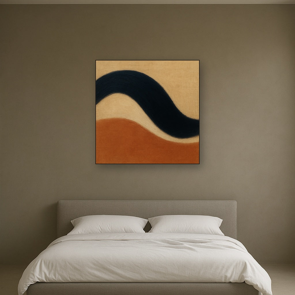 Navy Indigo & Warm Sand Sweep No. 2 - Modern Fine Art Oil Painting - View 3
