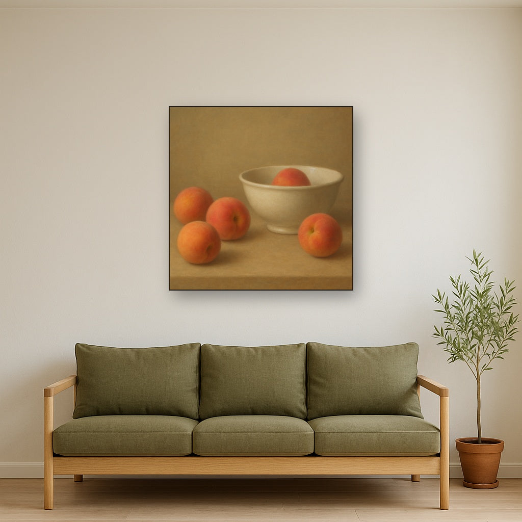 Heirloom Peaches & White Ceramic Bowl No. 6 Oil Painting - View 3