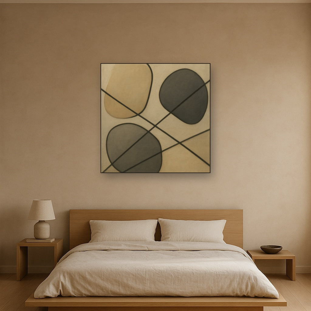 Organic Pebble Contours & Slanted Lines No. 14 Oil Painting - View 3