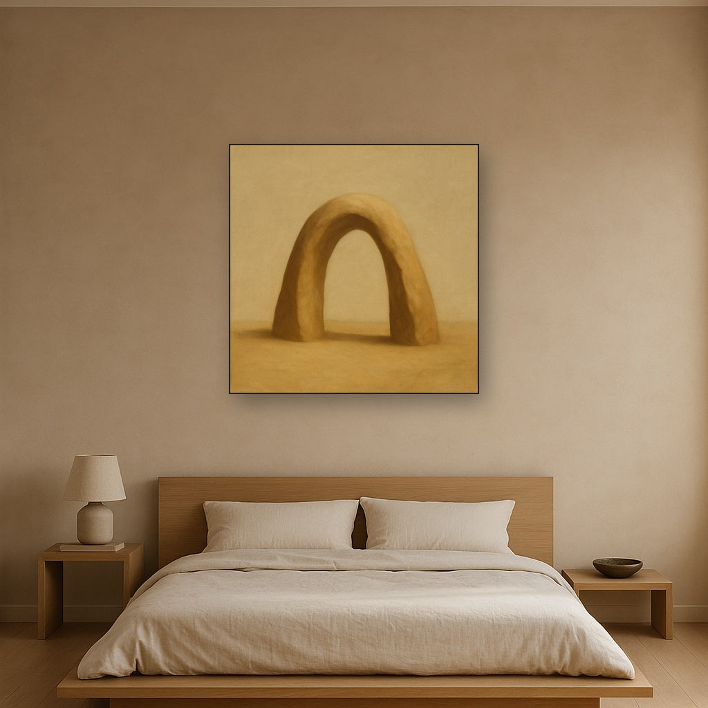 Warm Beige Travertine Arch No. 1 - Modern Fine Art Oil Painting - View 3