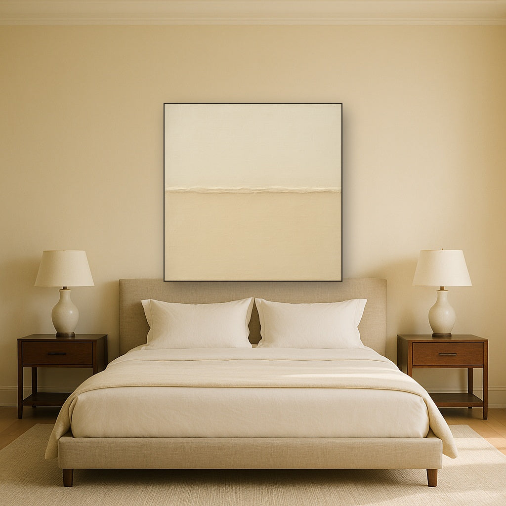 Minimalist White Horizon Band No. 7 - Modern Fine Art Oil Painting - View 3