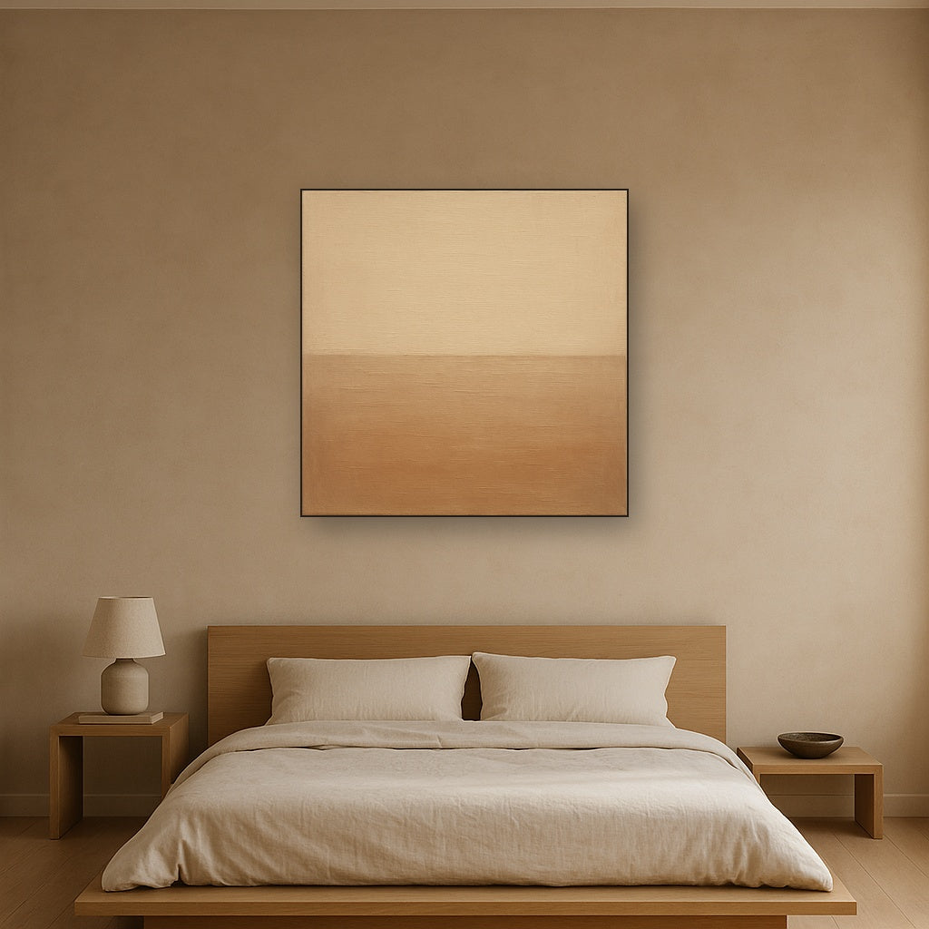 Earthy Raw Linen Texture Field No. 4 - Modern Fine Art Oil Painting - View 3