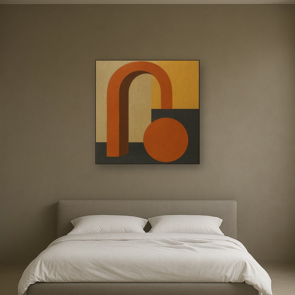 Bauhaus Archway & Terracotta Semicircle Suite No. 14 Fine Art Oil Painting - View 3