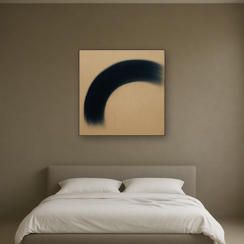 Navy Indigo & Warm Sand Sweep No. 2 - Modern Fine Art Oil Painting - View 3