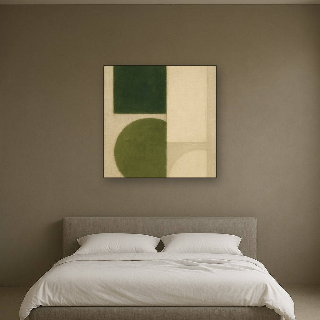 Forest Emerald & Chalk Interlock No. 6 - Modern Fine Art Oil Painting - View 3