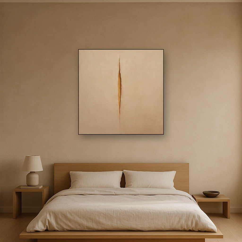 Tactile Stucco & Ochre Rift No. 9 - Modern Fine Art Oil Painting - View 3