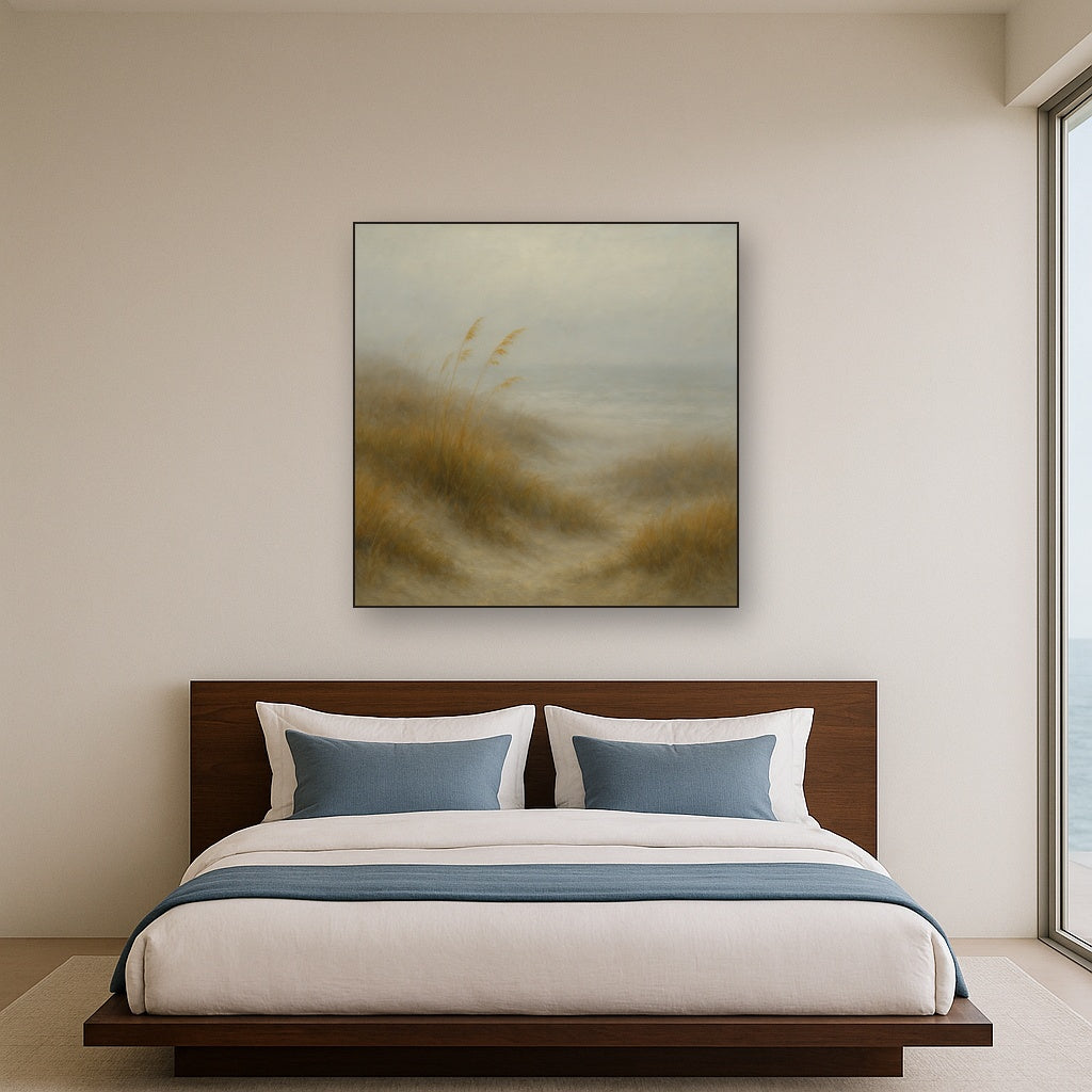 Ethereal Coastal Sea Fog over Silent Dunes No. 10 Fine Art Oil Painting - View 3