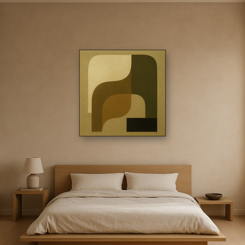 Minimalist Asymmetrical Balance in Raw Umber No. 2 Oil Painting - View 3
