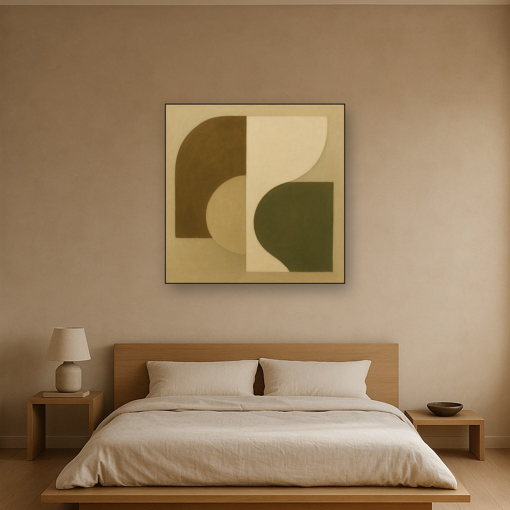 Minimalist Asymmetrical Balance in Raw Umber No. 11 Oil Painting - View 3
