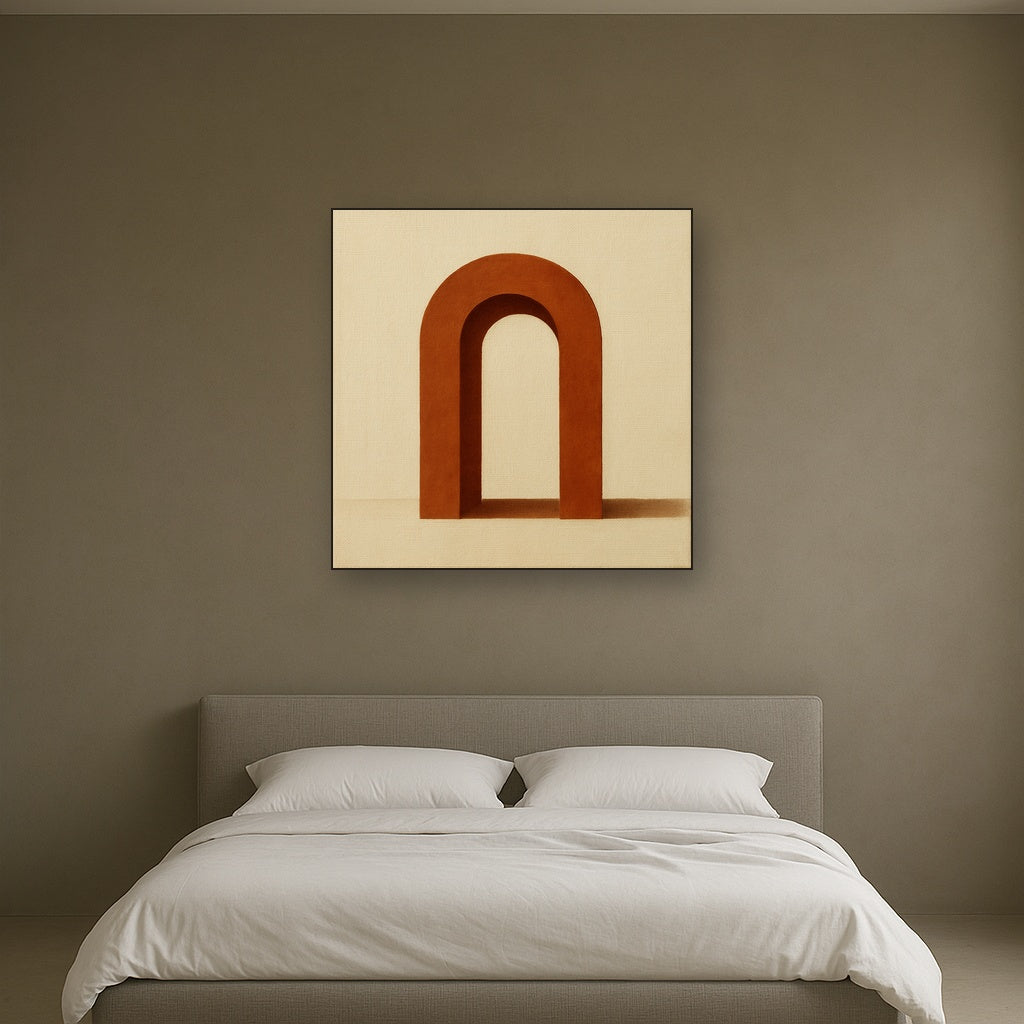 Terracotta Clay & Cream Arch No. 4 - Modern Fine Art Oil Painting - View 3