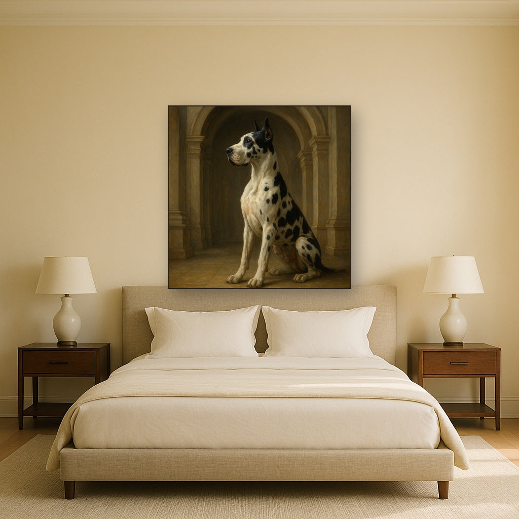 Regal Great Dane in Grand Architectural Hall No. 15 Fine Art Oil Painting - View 3