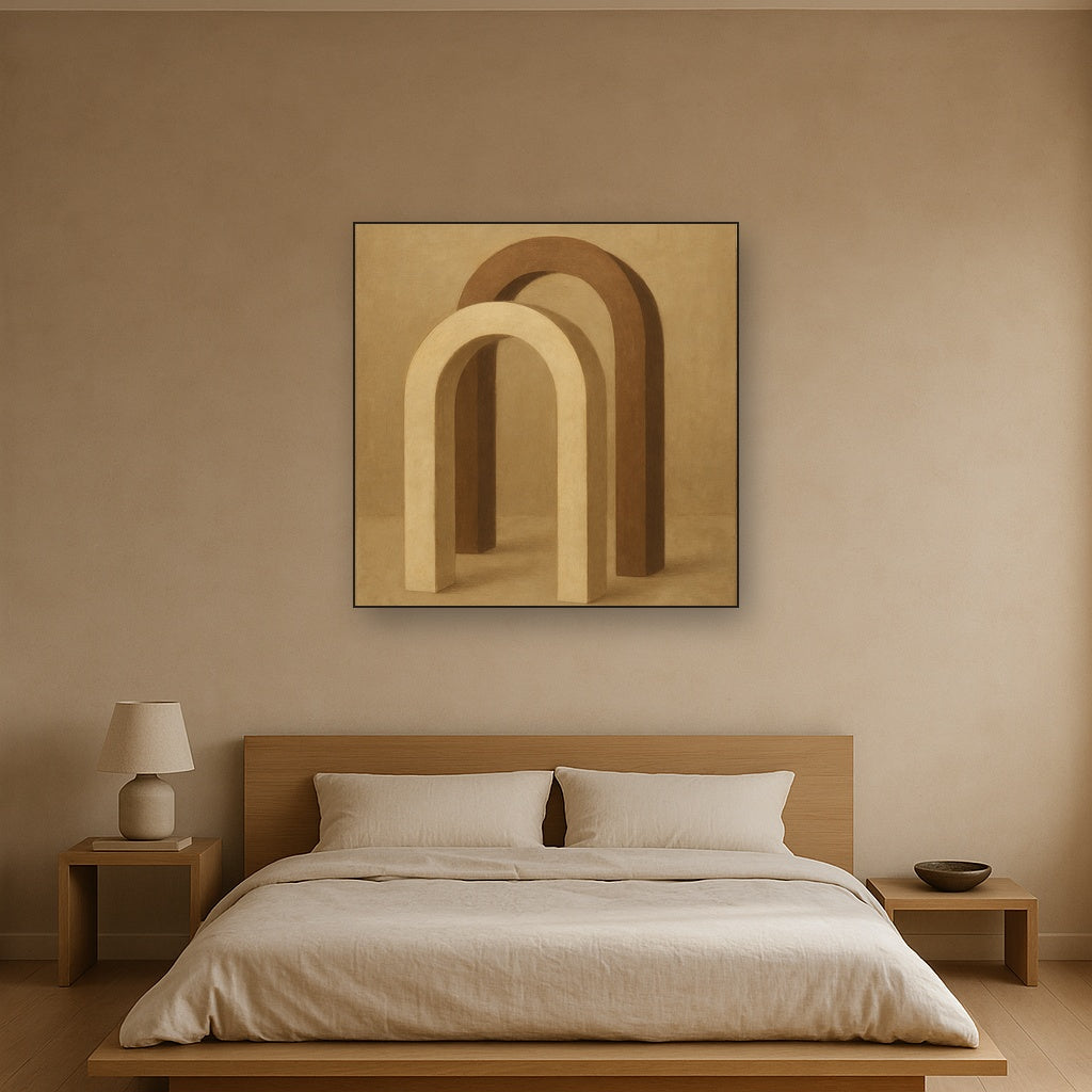 Minimalist Japandi Archways No. 10 - Modern Fine Art Oil Painting - View 3