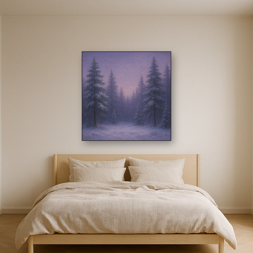 Quiet Pine Forest in Gentle Twilight Snow No. 6 Oil Painting - View 3