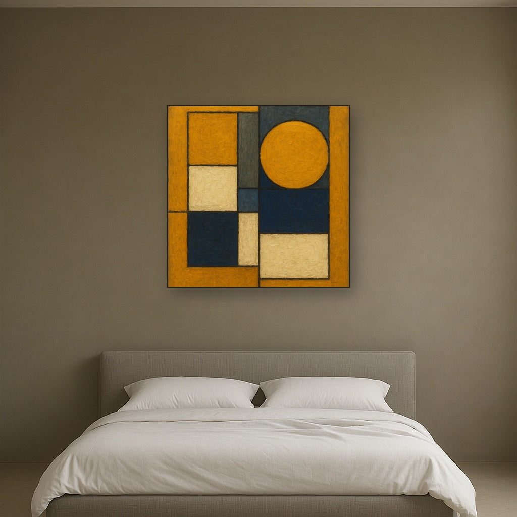 Bauhaus Geometric Balance No. 1 No. 6 Oil Painting - Styled in Master Bedroom
