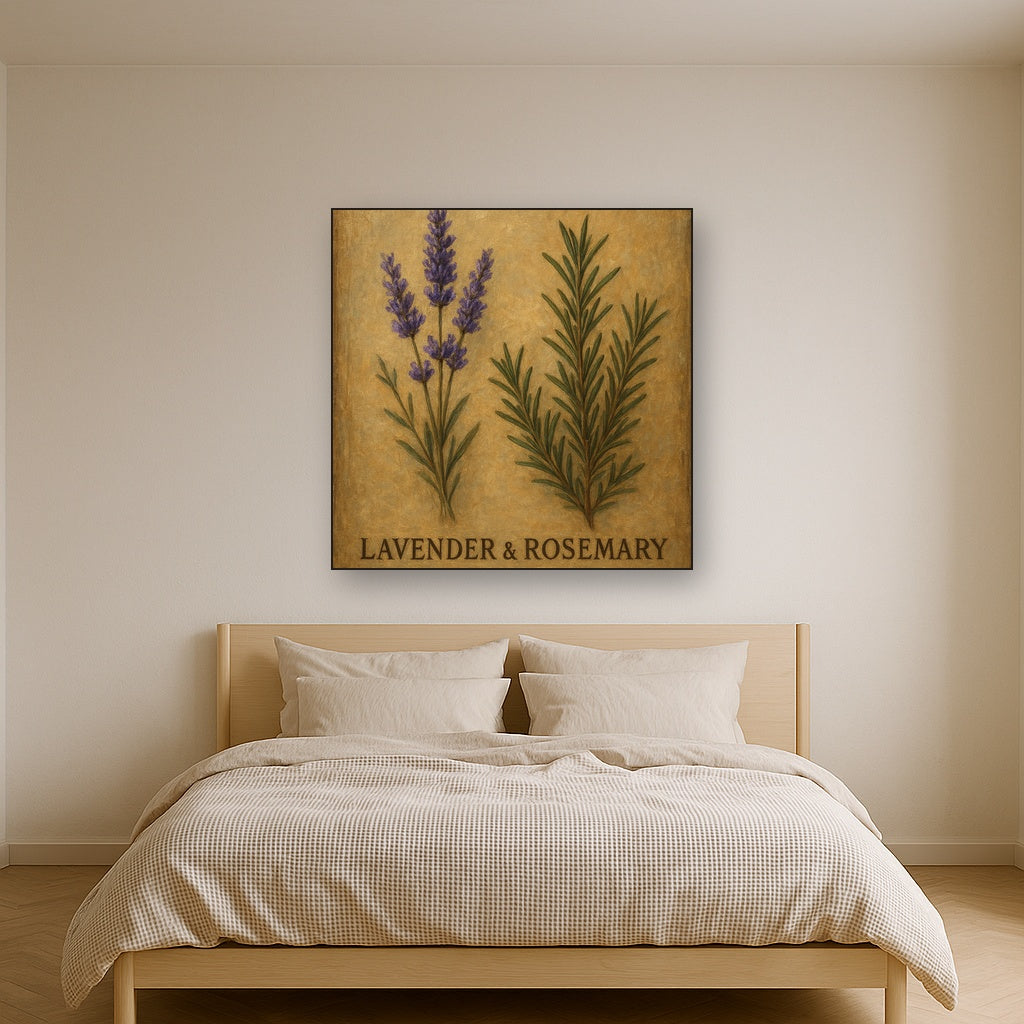 Vintage French Herbarium Lavender & Rosemary No. 12 Fine Art Oil Painting - View 3