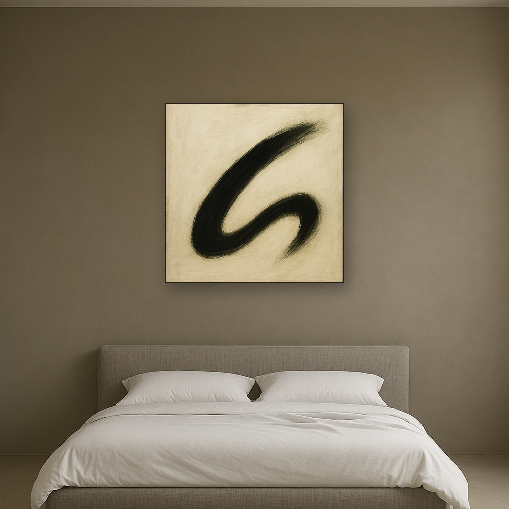 Monochrome Brushstroke Void No. 5 - Modern Fine Art Oil Painting - View 3