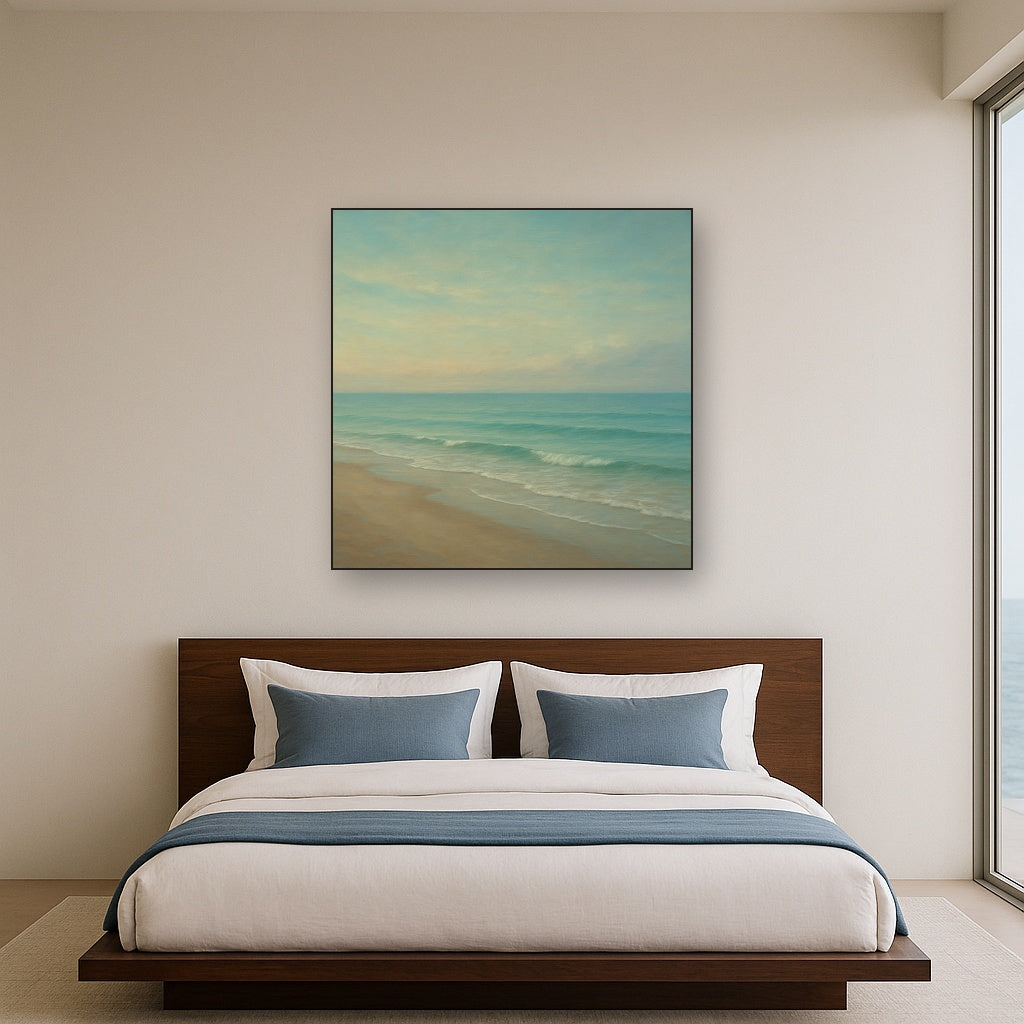 Tranquil Morning Tide over Soft Sand Beach No. 8 Fine Art Oil Painting - View 3