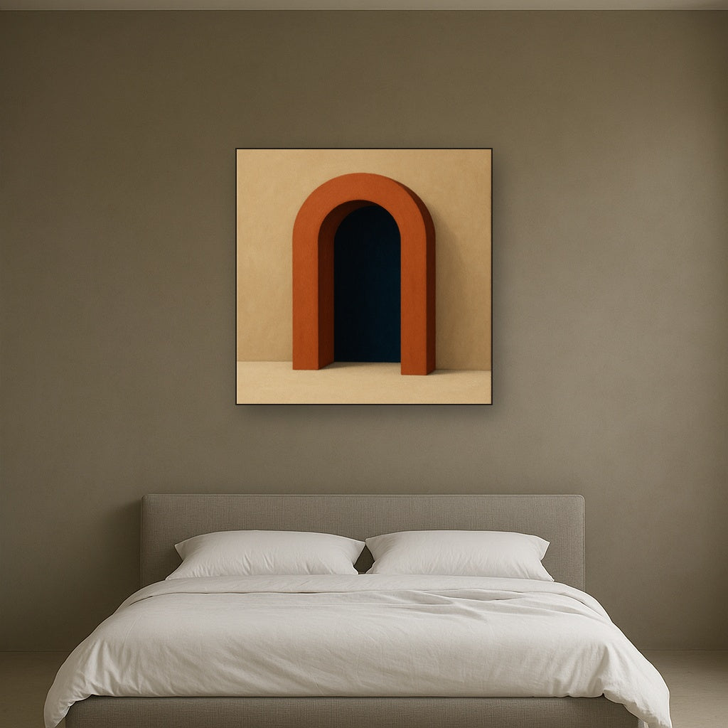 Terracotta Clay & Cream Arch No. 4 - Modern Fine Art Oil Painting - View 3