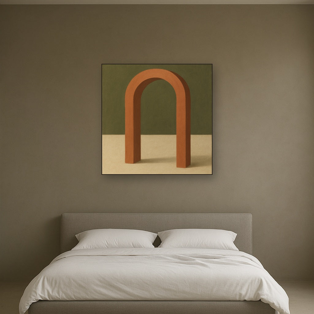 Terracotta Clay & Cream Arch No. 4 - Modern Fine Art Oil Painting - View 3