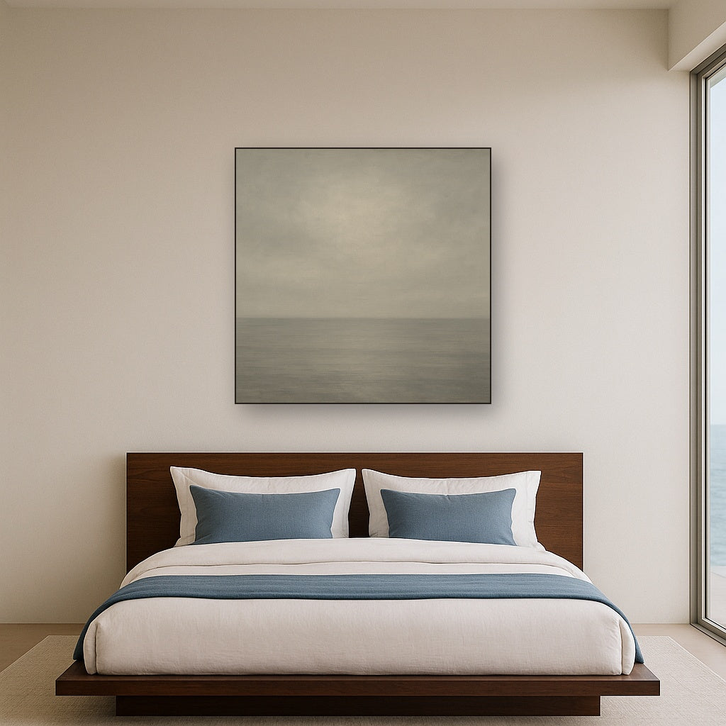 Monochrome Ocean Silence No. 5 - Modern Fine Art Oil Painting - View 3