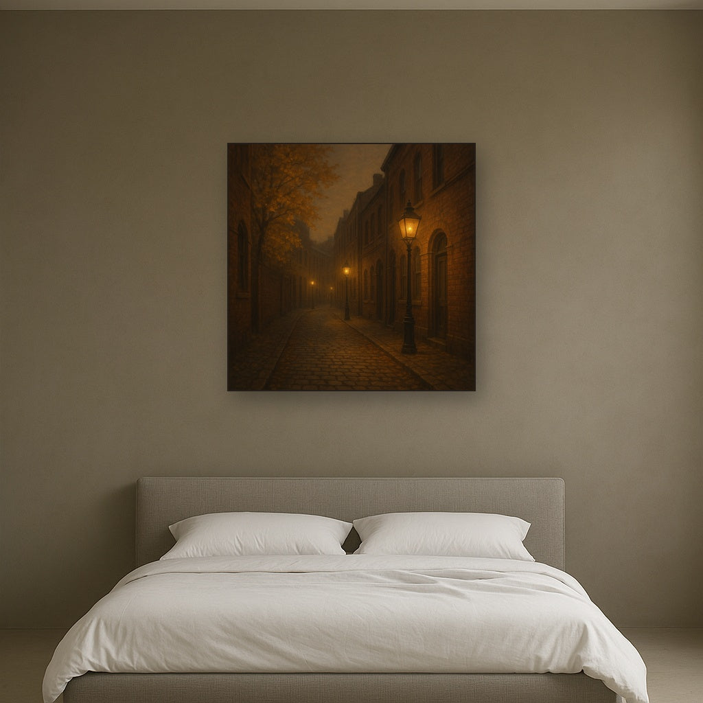 London Gaslamp Alley in Autumn Dusk No. 18 Oil Painting - View 3