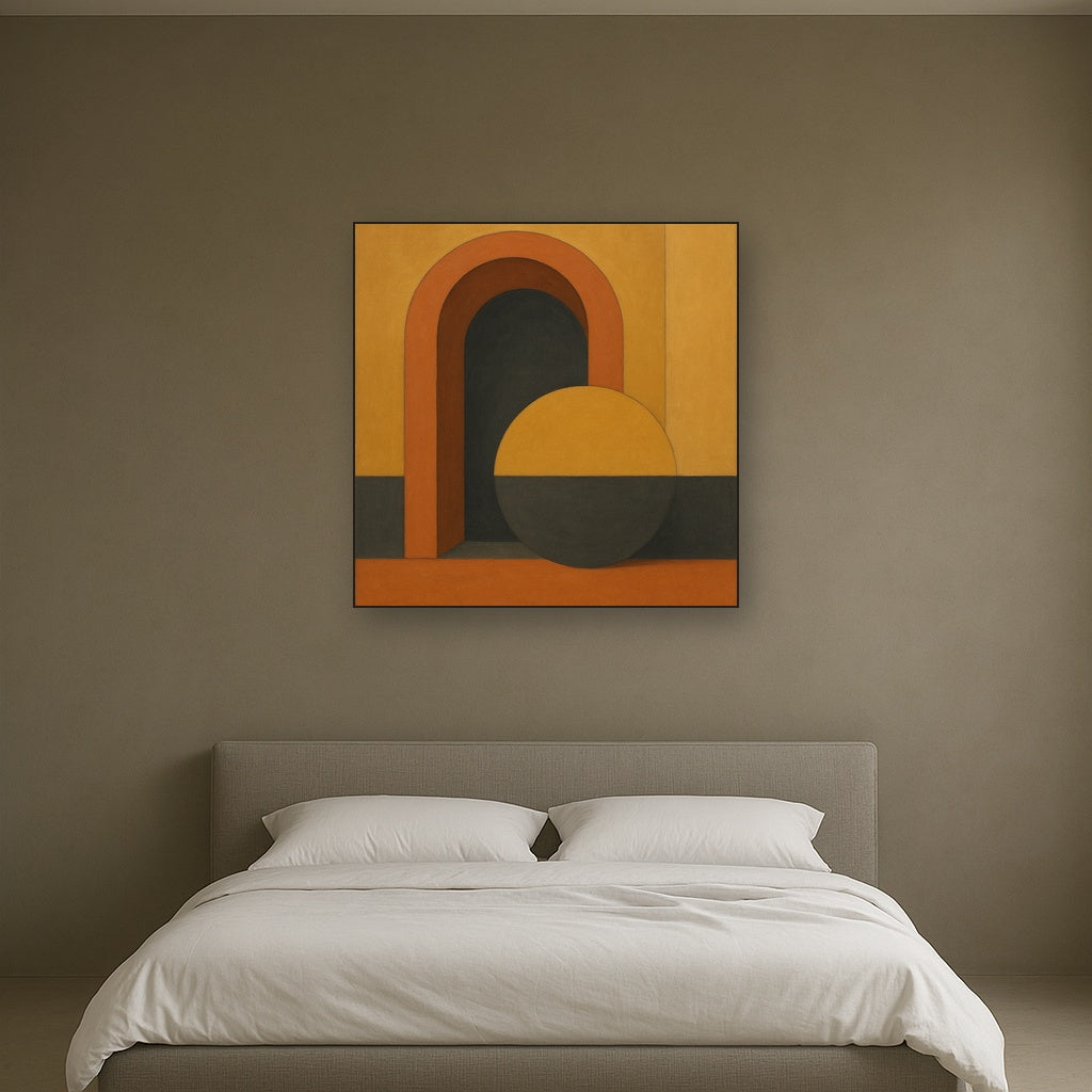 Bauhaus Archway & Terracotta Semicircle Suite No. 3 Fine Art Oil Painting - View 3