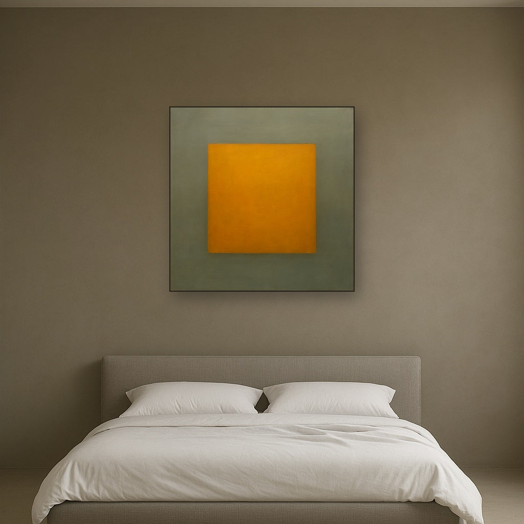 Cadmium Amber & Slate Grey Block No. 10 - Modern Fine Art Oil Painting - View 3