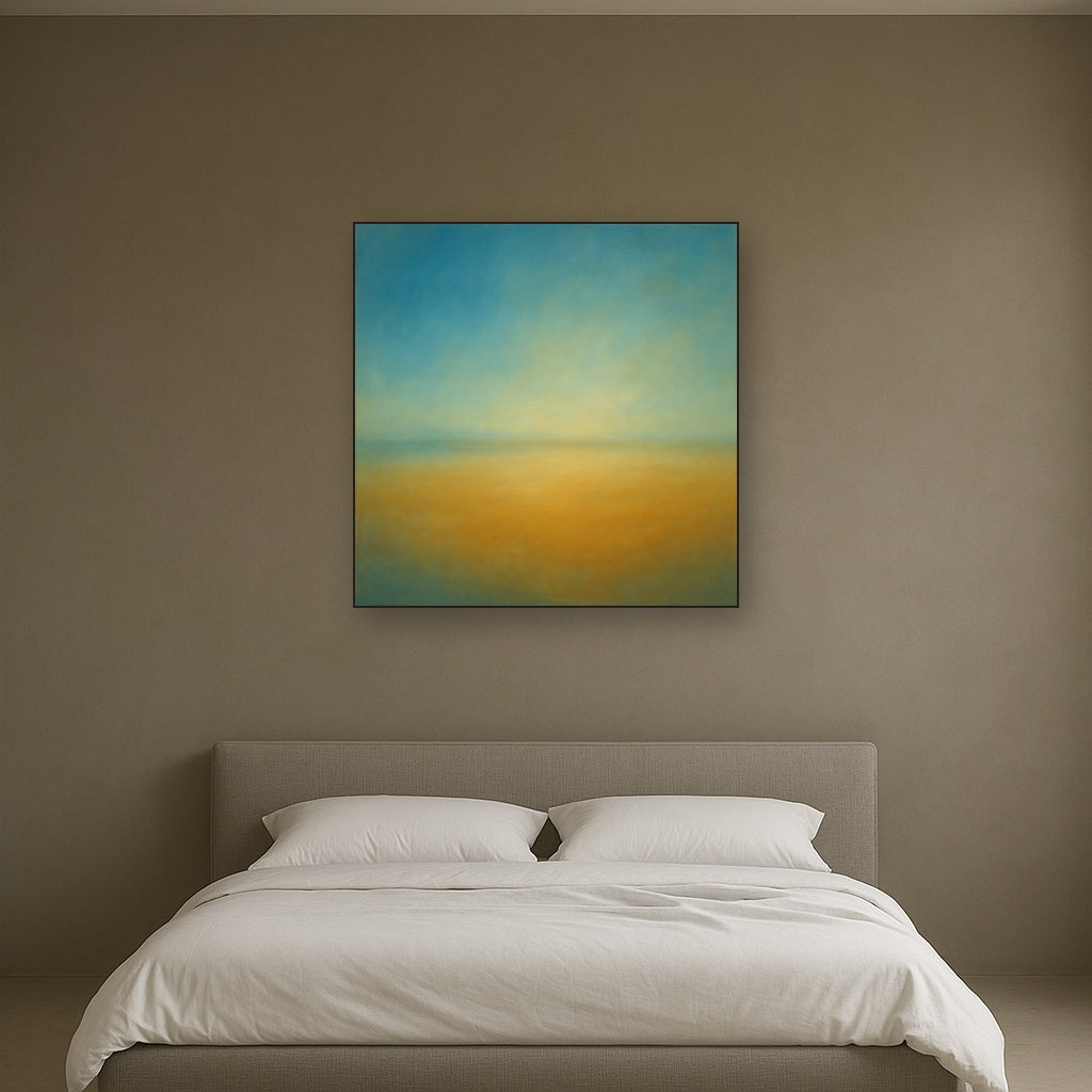 Celestial Azure & Warm Ochre Equilibrium No. 7 Oil Painting - View 3
