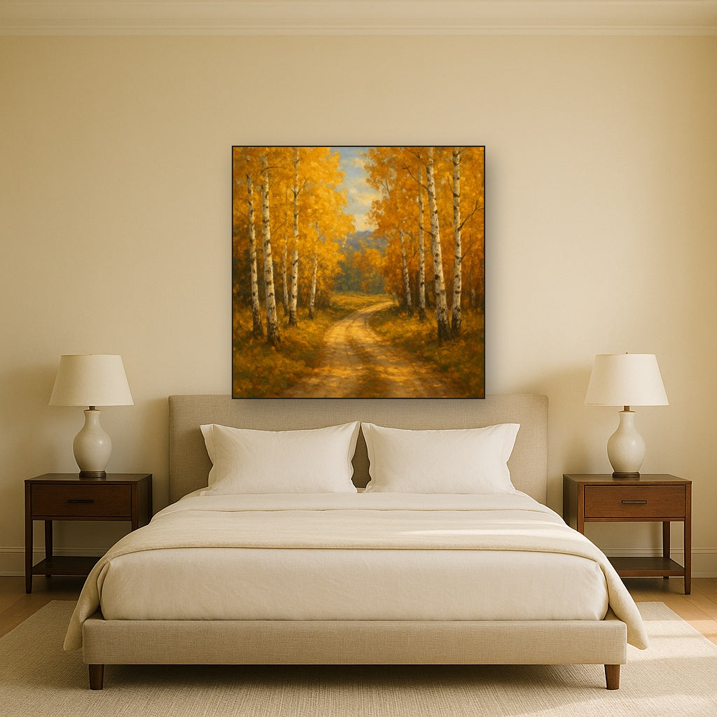 Winding Country Dirt Road through Birch Glade No. 10 Fine Art Oil Painting - View 3