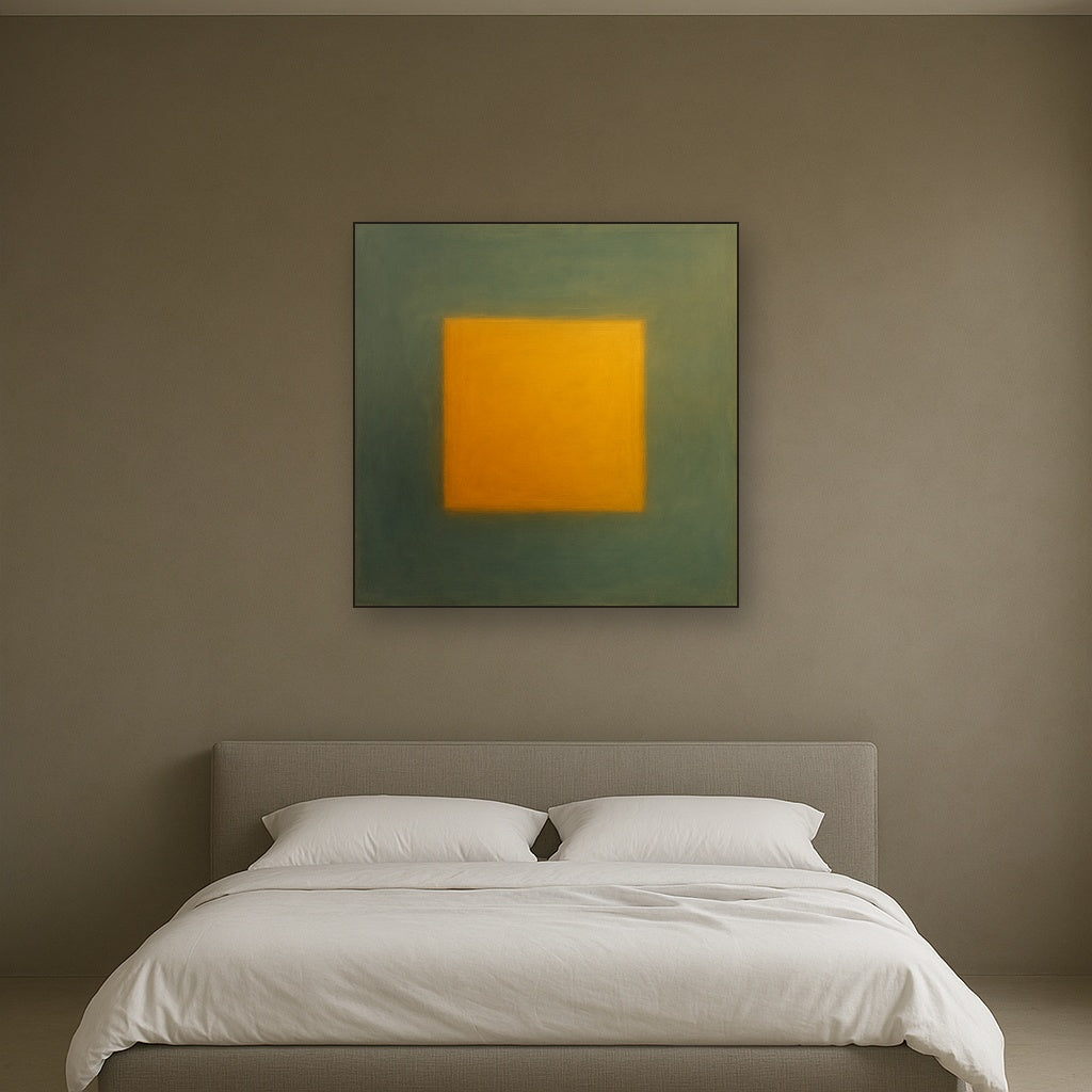 Cadmium Amber & Slate Grey Block No. 10 - Modern Fine Art Oil Painting - View 3